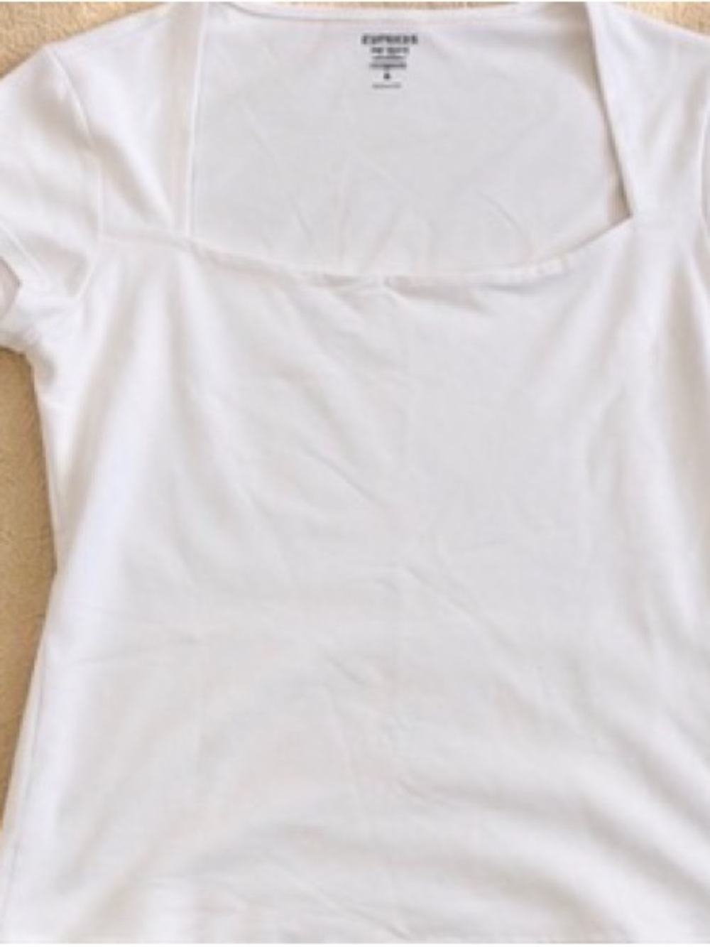 Express White Square Neck Short Sleeve Tee